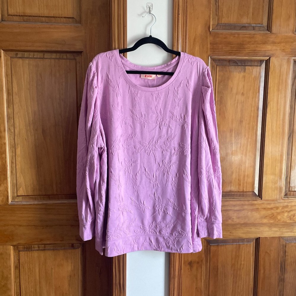 NWOT EVRI Pink Textured Floral Sweater 3X Plus
